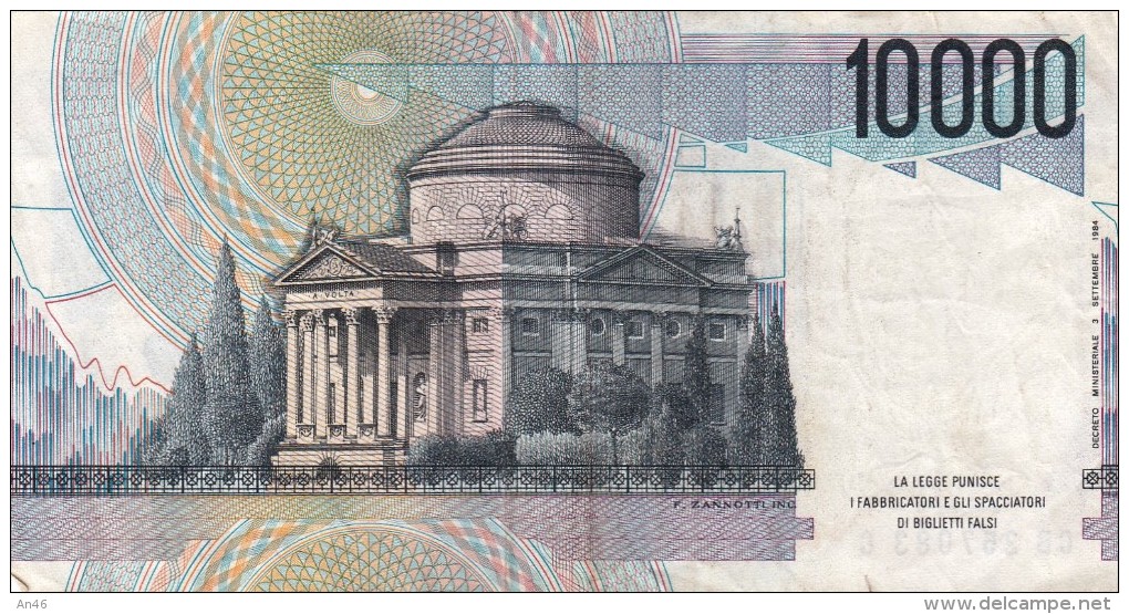 Banconota Da10.000 LIRE -,VOLTA-SERIE CB 257083 C_Banconote_Monete- Buona Conservazione-AUTENTICA AL 100%-2 SCAN- - 10.000 Lire