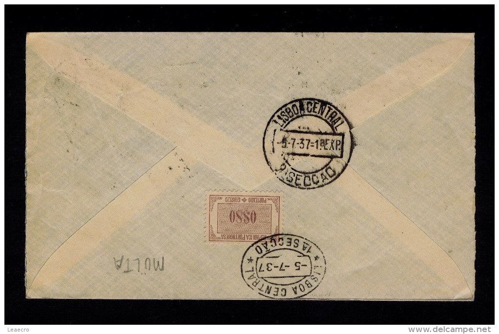 Port Dû (Taxe) Multa T Cover Portugal 1937 Porteado Stamp Porto Lisboa Gc172 - Briefe U. Dokumente