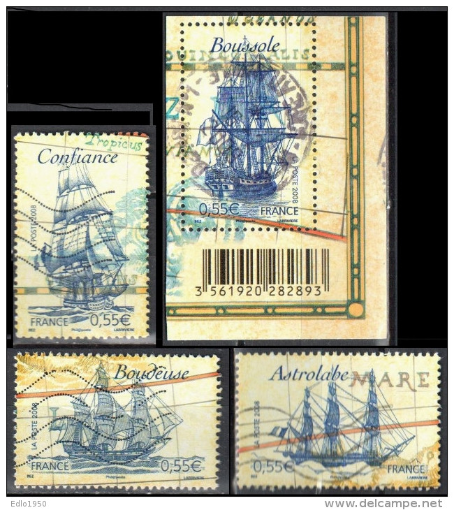 France 2008 - Mi. 4473-76-78 From Bl.96 - Used - Oblitéré - Gebraucht