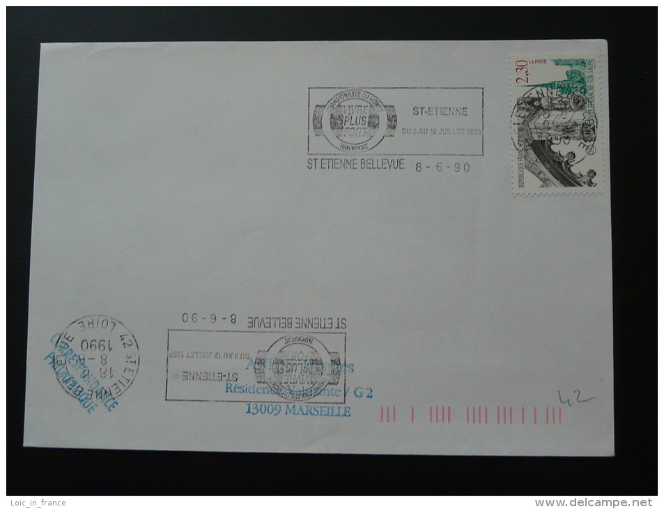 42 Loire Saint Etienne Championnat Du Monde Handisport 1990 - Flamme Sur Lettre Postmark On Cover - Sport Voor Mindervaliden