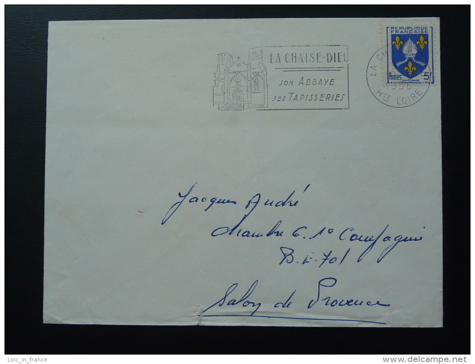 43 Haute Loire La Chaise Dieu Abbaye 1956 - Flamme Sur Lettre Postmark On Cover - Abbayes & Monastères