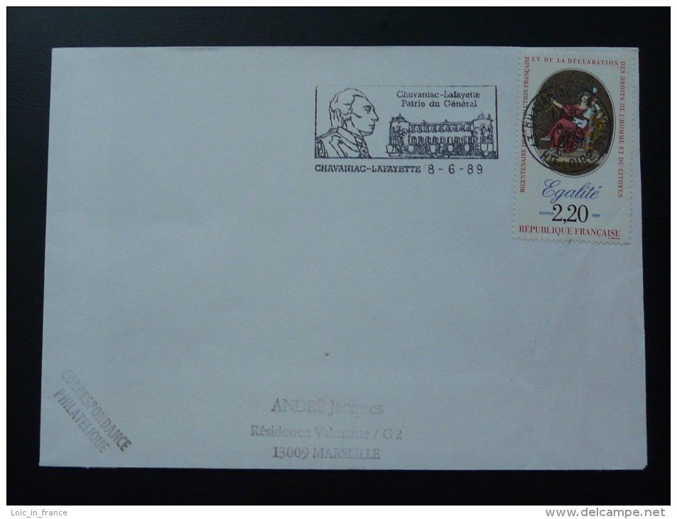 43 Haute Loire Chavaniac Lafayette Chateau Castle 1989 - Flamme Sur Lettre Postmark On Cover - Independecia USA