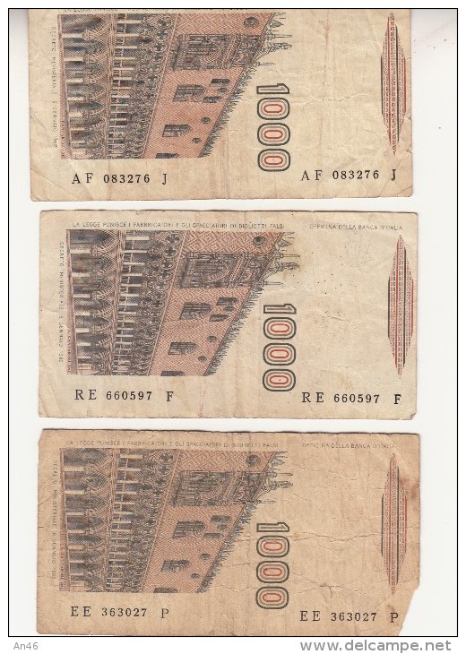 Banconote_Monete_Lotto Di 7 Biglietti: UNO DA 5.000 -6 DA MILLE 3+3-Buona Conservazione-AUTENTICO AL 100%-2 SCAN - 5000 Lire