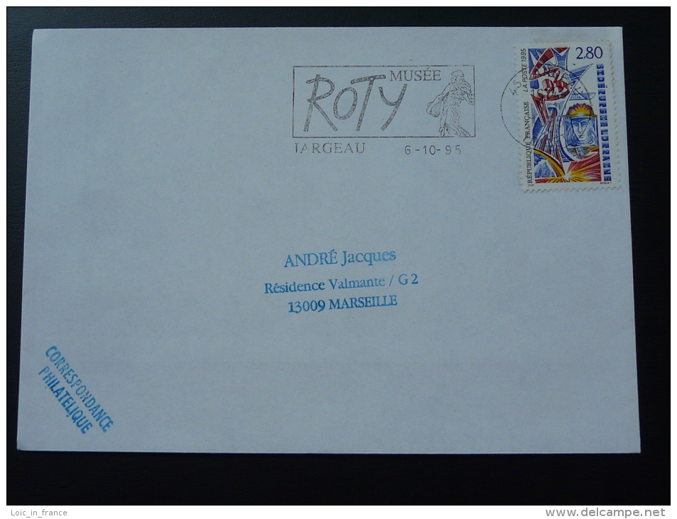 45 Loiret Jargeau Semeuse De Roty 1995 - Flamme Sur Lettre Postmark On Cover - Oblitérations Mécaniques (flammes)