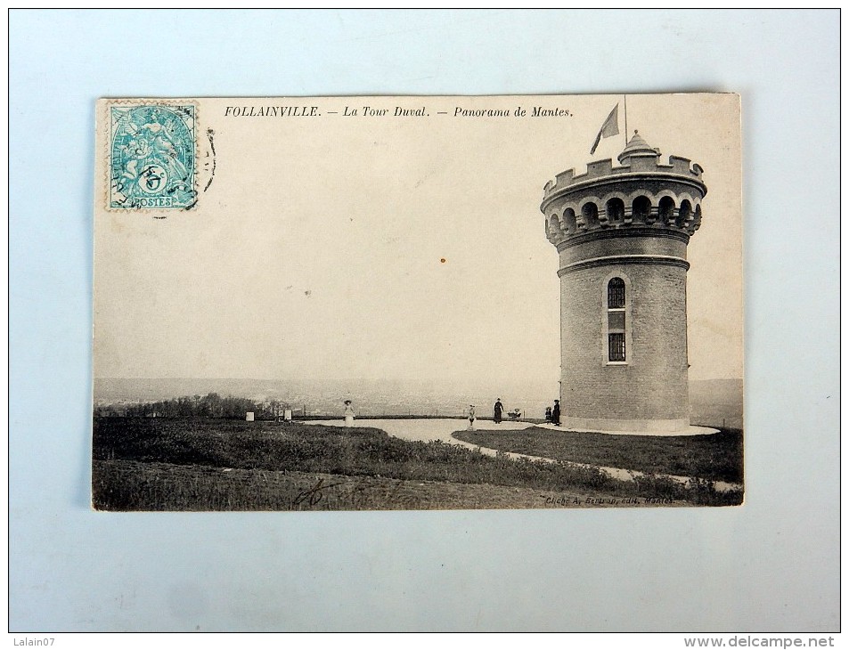 Carte Postale Ancienne : FOLLAINVILLE : La Tour Duval , Panorama De Mantes - Autres & Non Classés