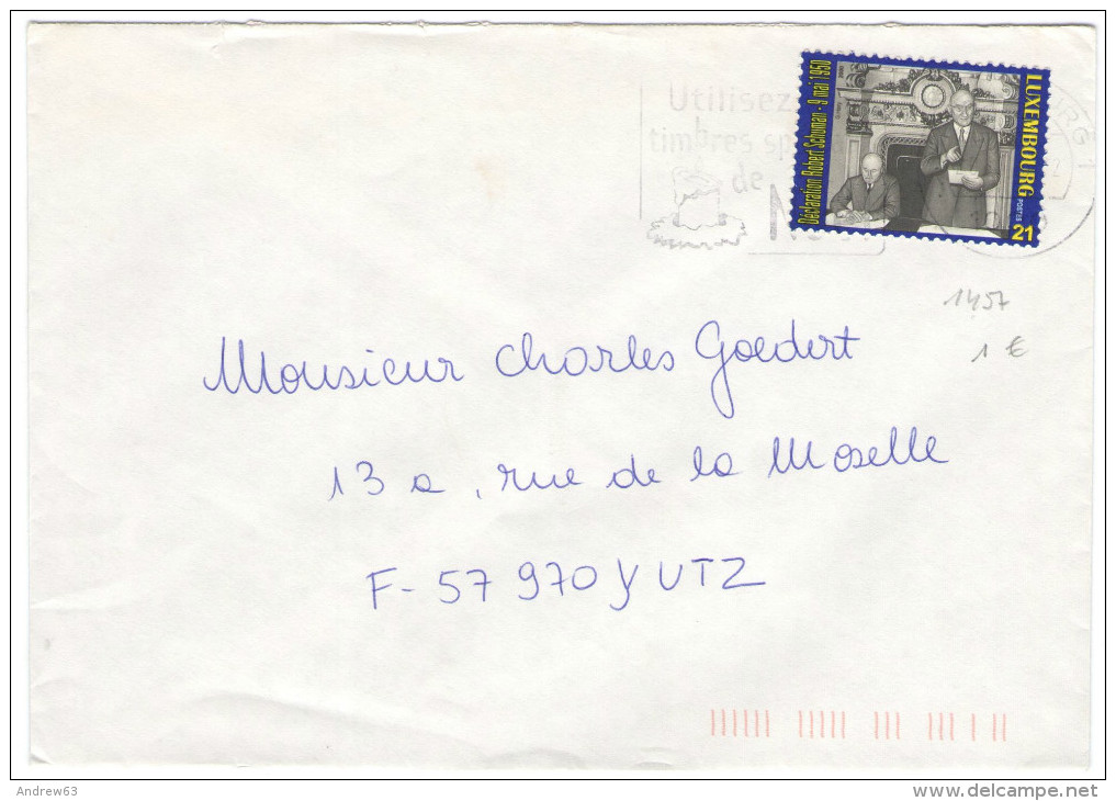 LUSSEMBURGO - LUXEMBOURG - 20?? - Déclaration Robert Schuman - Flamme Utilisez Nos Timbres Spéciaux De Noël - Viaggia... - Cartas & Documentos