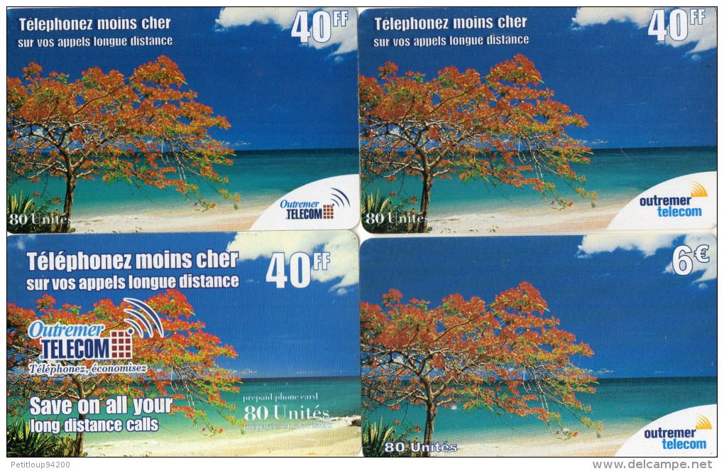 CARTES PREPAYEES  OUTREMER TELECOM  Flamboyants  40FF/40FF/40FF/6e  (lot De 4)  6481 - Antilles (French)