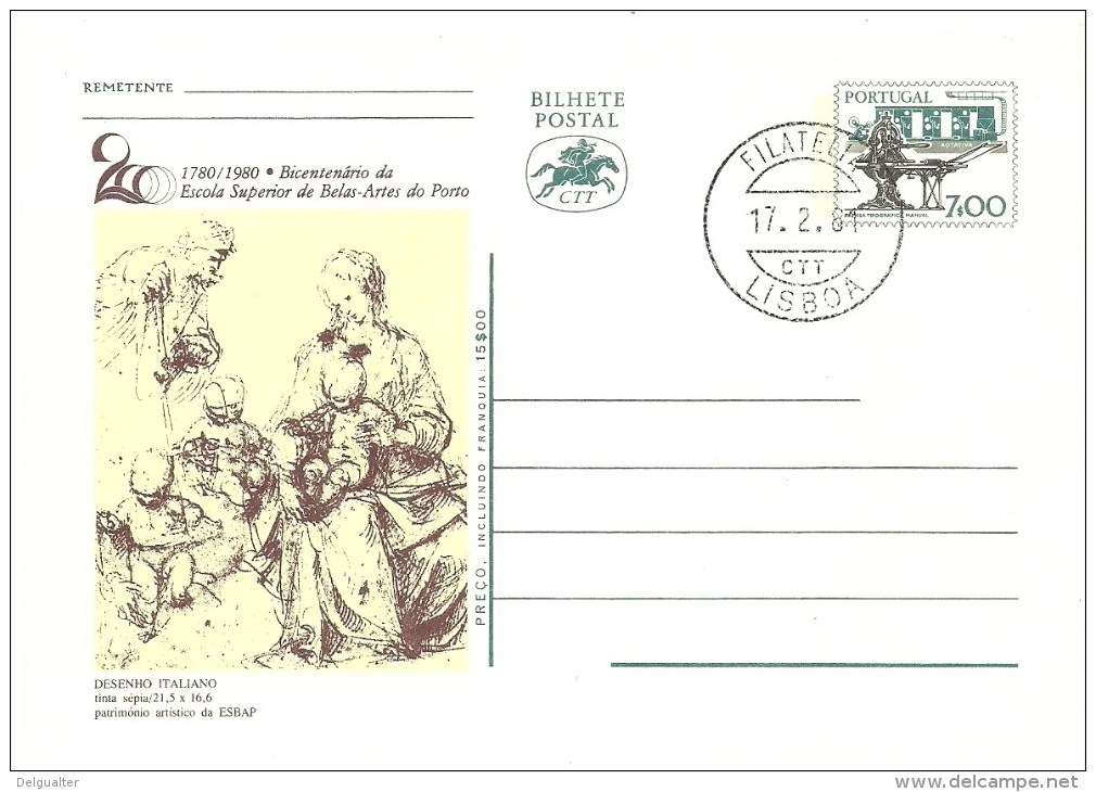 Postal Stationery - Bicentenário Da Escola Superior De Belas-Artes Do Porto 1780-1980 - Lisboa 1981 - Entiers Postaux