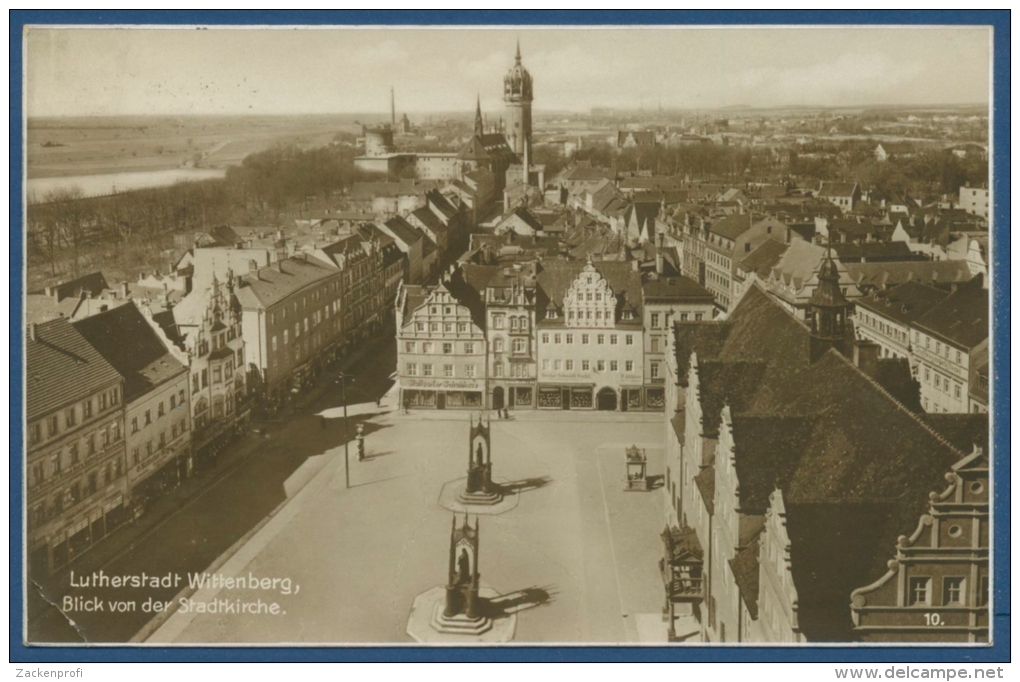 Lutherstadt Wittenberg Marktplatz V. Der Stadtkirche Foto, Gelaufen 1930 (AK297) - Wittenberg