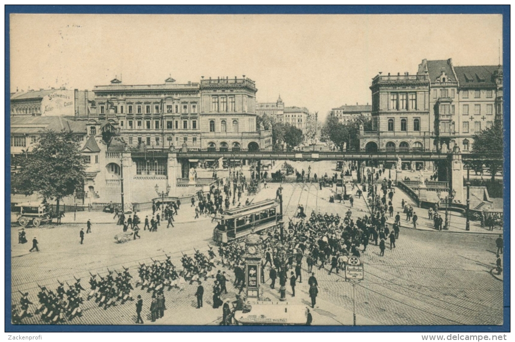 Berlin Bahnhof Hallesches Tor Straßenbahn, Gelaufen 1913 (AK293) - Kreuzberg