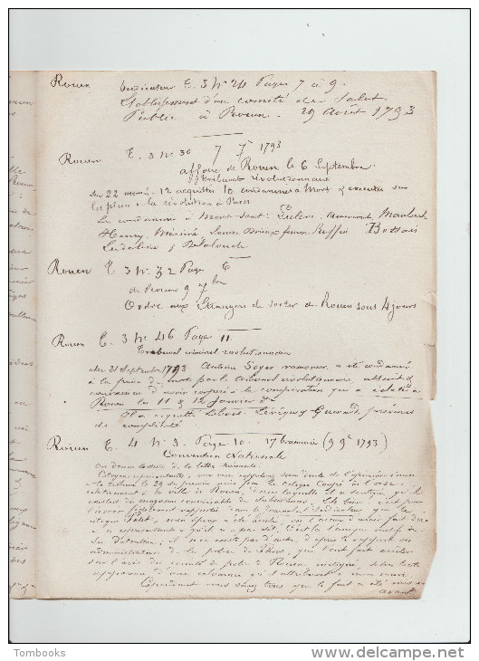 Manuscrit - Sortant Des Chroniques Nationale Amender à La Révolution - 1791 - Affaires De Rouen - - Historische Dokumente