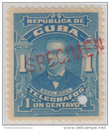 1911-33. CUBA. REPUBLICA. TELEGRAFOS. Ed.92. MNH. 1c. BERNABE BOZA. SPECIMEN. PROOF. MUESTRA PRUEBA - Neufs