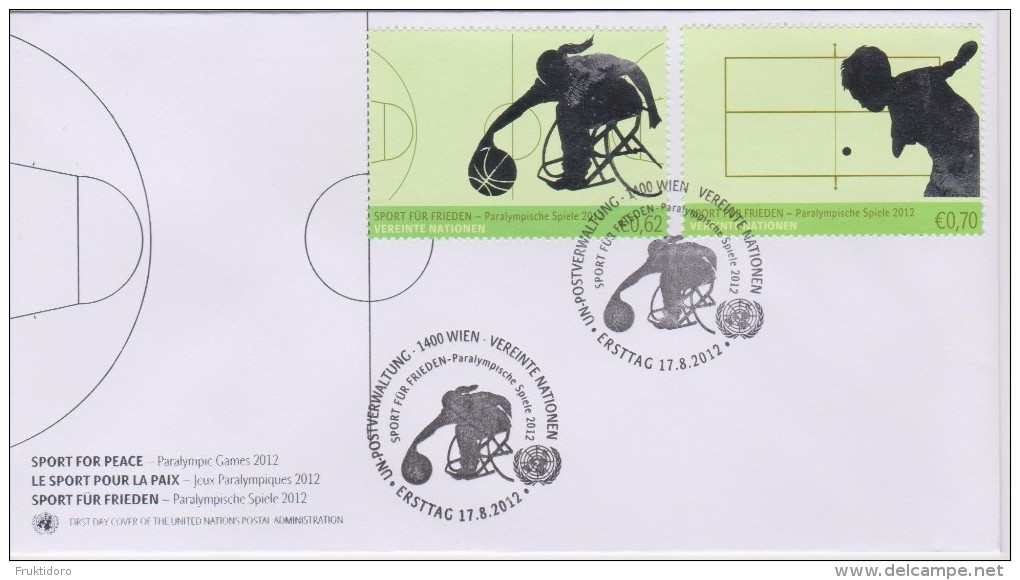 United Nations FDC Mi 754-755 Sport For Peace - Paralympic Summer Games, London - Basketball On Wheelchair - Tennis 2012 - FDC