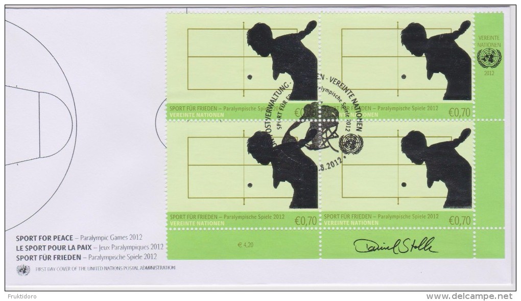 United Nations FDC Mi 755 Sport For Peace - Paralympic Summer Games, London - Tennis - 2012 - FDC