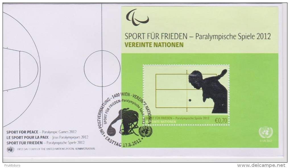 United Nations FDC Block 31 Sport For Peace - Paralympic Summer Games, London - Tennis - 2012 - FDC