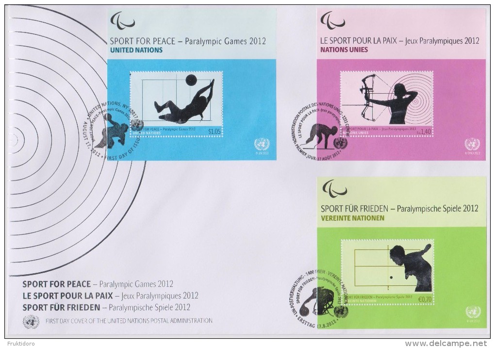United Nations FDC Sport For Peace - Paralympic Summer Games, London - Tennis - Archery - Handball - 2012 - FDC