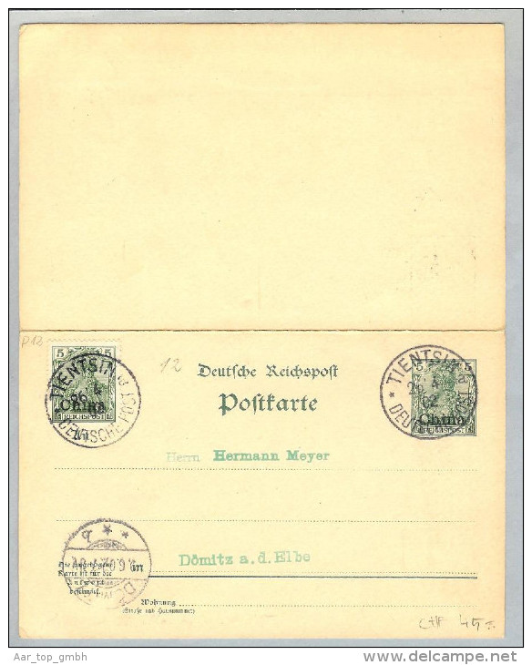 DR Deutsche Post In China Tientsin 1902-04-26 GS Doppelkarte - China (offices)