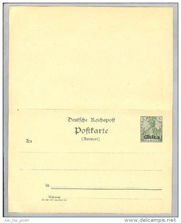 DR Deutsche Post In China Tientsin 1902-04-26 GS Doppelkarte - China (offices)