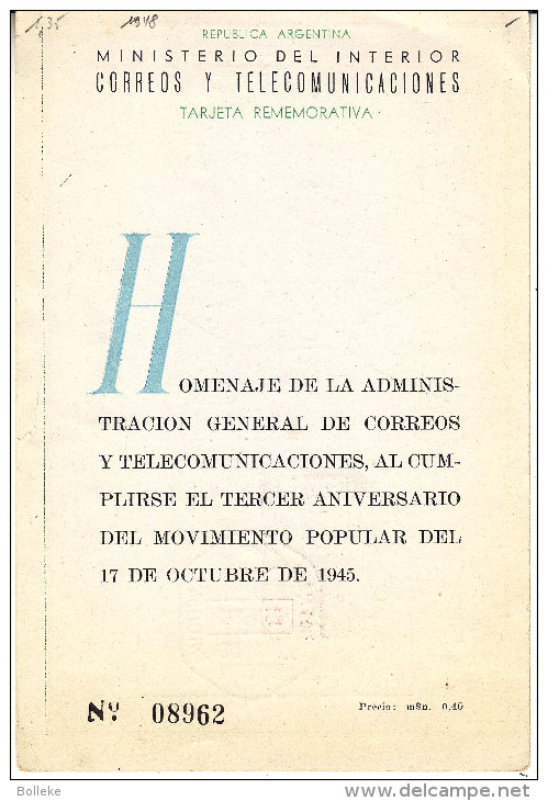 Argentine - Document De 1948 - Oblitération Buenos Airos - Storia Postale