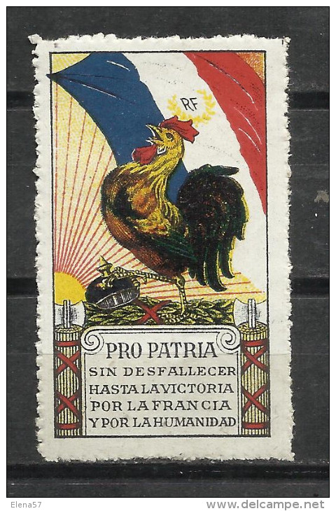 7280-VIÑETA PATRIOTICA CONTRA ALEMANIA . FRANCESA -ESPAÑOLA PRO PATRIA SIN DESFALLECER  HASTA LA VICTORIA  POR LA FRANCI - Militärmarken