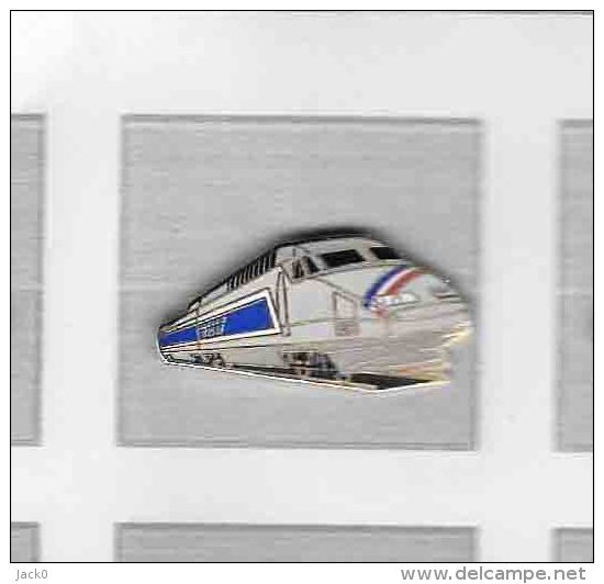 Pin´s  Doré  S N C F, T G V  325  Gris  Avec  Bandeau  Tricolore  Verso  AC  T G V - TGV