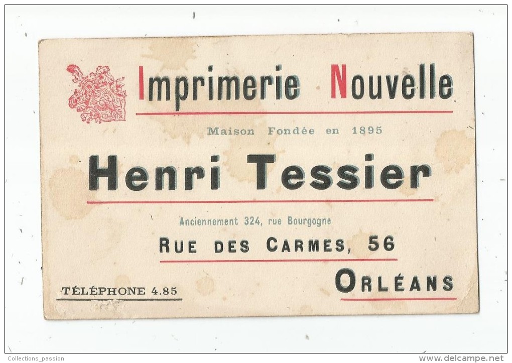 Carte De Visite , Henri TESSIER , ORLEANS , Imprimerie - Cartes De Visite