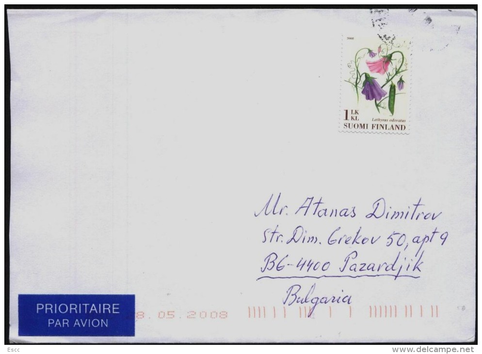 Mailed Cover With Stamp Flowers 2008  From  Finland To Bulgaria - Covers & Documents