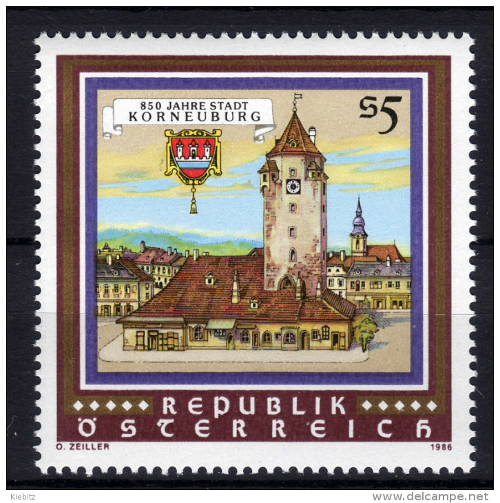 ÖSTERREICH 1986 ** Turmuhr, Towerclock / Korneuburg Mit Wappen - MNH - Uhrmacherei