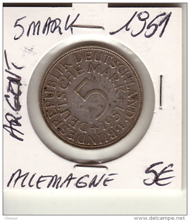 ALLEMAGNE 5 MARK ARGENT 1951 - 5 Mark