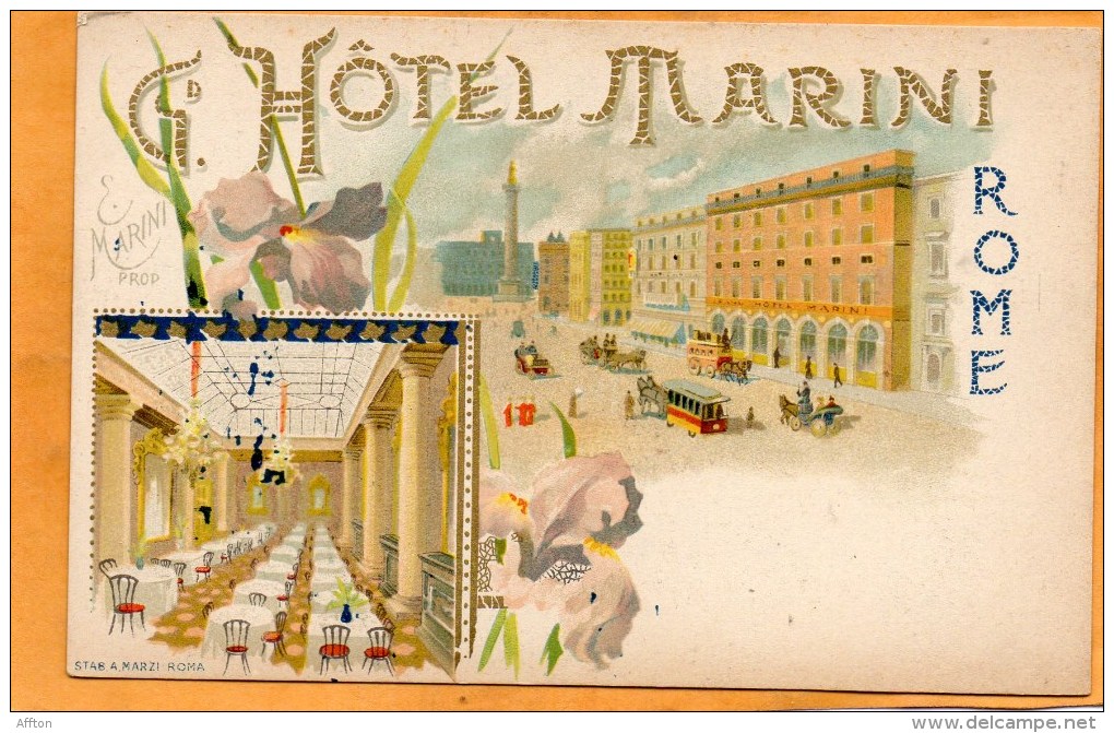 Rome Hotel Maini 1900 Postcard - Bars, Hotels & Restaurants