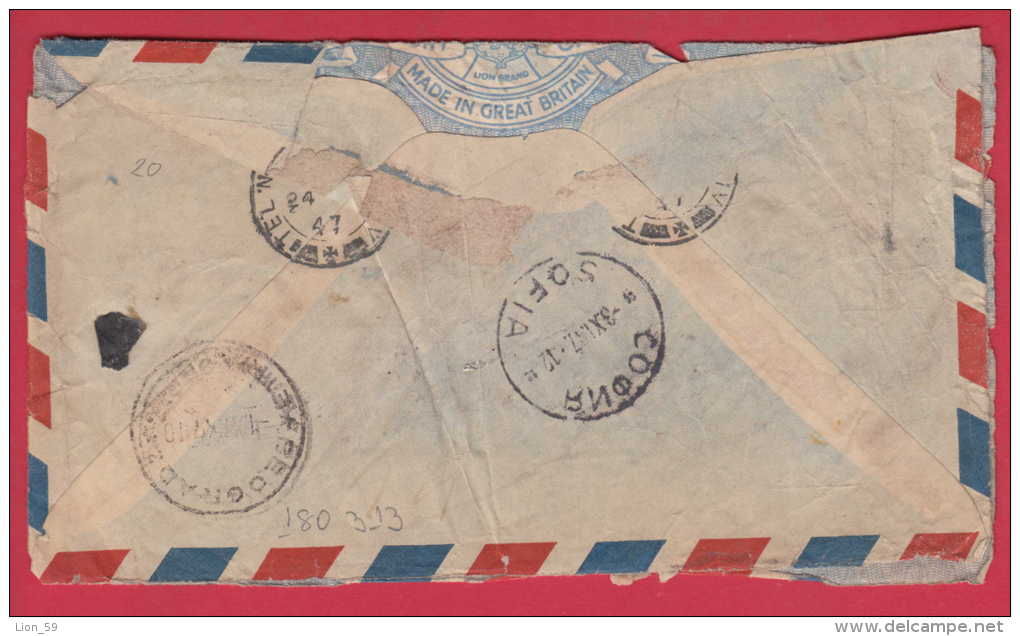 180313 / Letter 1947 -  53 Mils -  Tel Aviv  - BEOGRAD - SOFIA BULGARIA , Palestine Palastina REGISTERED AIR MAIL - Palestine