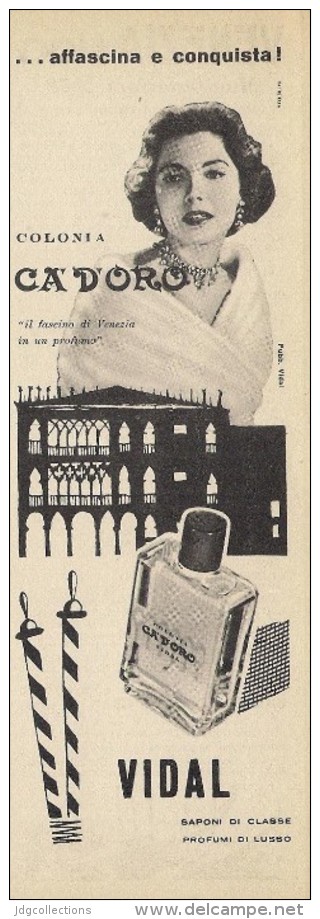 # COLONIA CA' D'ORO  VIDAL VENEZIA 1950s Advert Pubblicità Publicitè Reklame Perfume Parfum Profumo Cologne Stork Venice - Unclassified