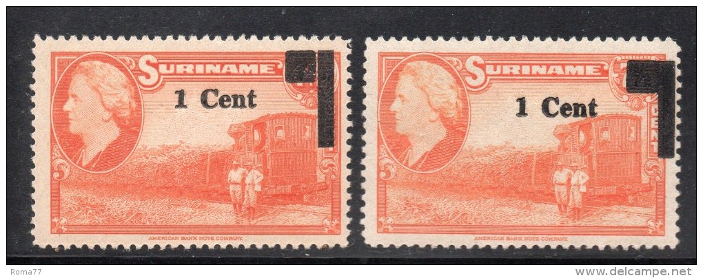 W3114 - SURINAME 1950 , N. 275 * Mint : Due Soprastampe Diverse - Suriname ... - 1975