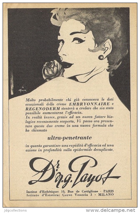 # Dr. PAYOT (type 4) CREME HYDRATANTE 1950s Advert Pubblicità Publicitè Reklame Cream Creme Hydratante Protector Beautè - Sin Clasificación