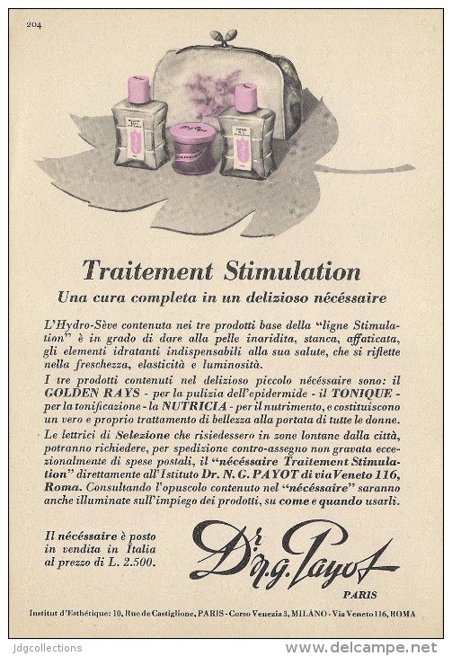 # Dr. PAYOT TRAITEMENT HYDRATANTE 1950s Advert Pubblicità Publicitè Reklame Cream Creme Protector Beautè - Non Classés