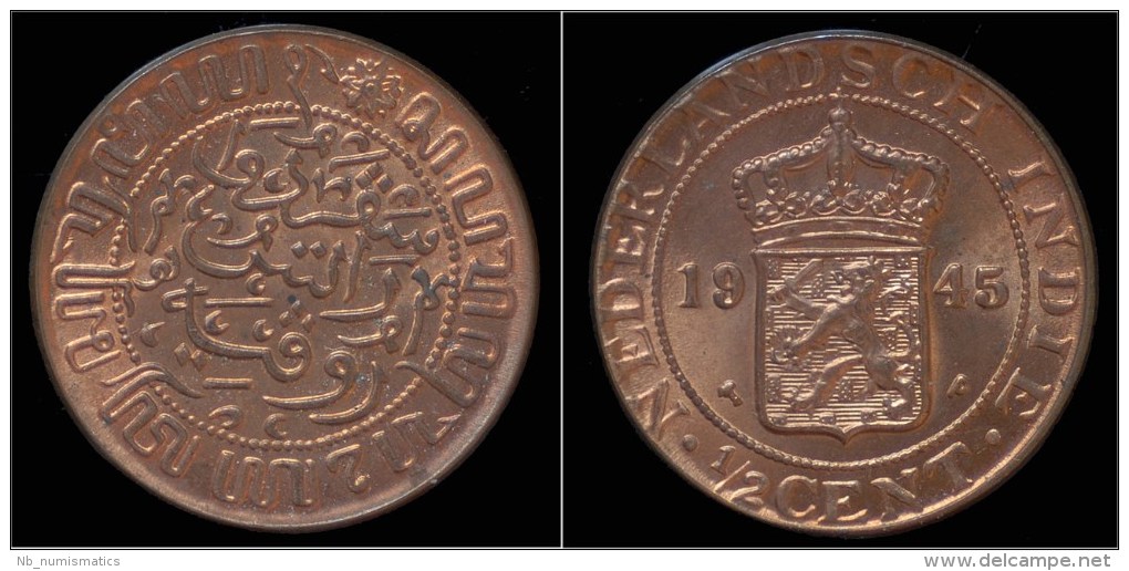 Netherlands Indies 1/2 Cent 1945- UNC - Indes Neerlandesas