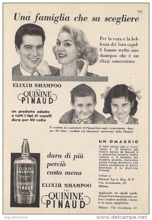 # PINAUD QUININE ELIXIR SHAMPOO 1950s Advert Pubblicità Publicitè Reklame Cosmetics Protector Beautè - Unclassified