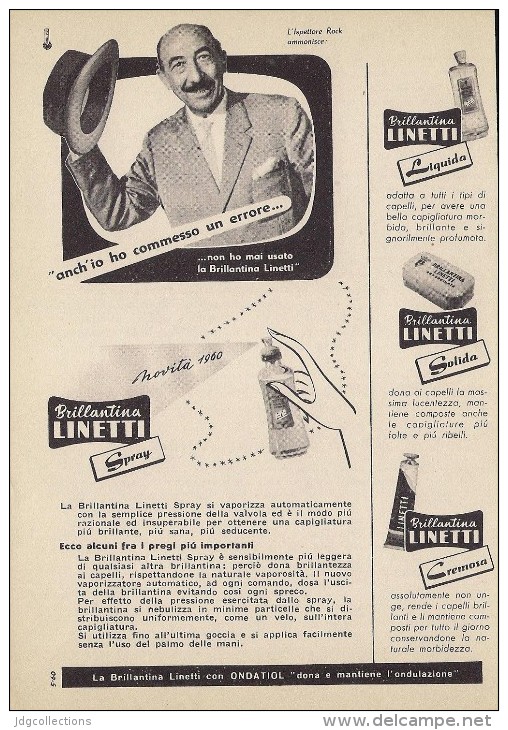 # ISPETTORE ROCK BRILLANTINA LINETTI, ITALY 1950s Advert Pubblicità Publicitè Reklame Hair Fixateur Cheveux Fijador Haar - Non Classificati