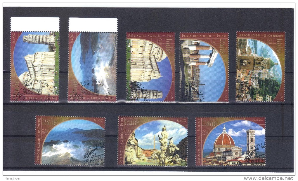 KPÖ465 UNO GENF 2002 UNESCO-WELTERBE ITALIEN MICHL 448/49 +  450/55 Used / Gestempelt - Gebruikt