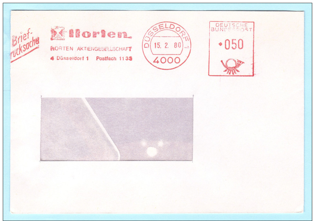 BUND BRD - AFS Freistempel Brief Meter Cover - 050 - 15.02.1980 Düsseldorf - Horten AG  (32368) - Maschinenstempel (EMA)