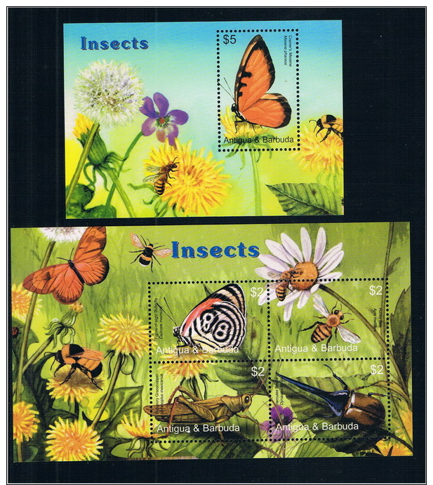 Antigua And Barbuda 2005 New Insect Butterfly MS + 1M 0210 - Antigua En Barbuda (1981-...)