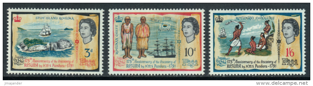 Fiji 1966 175th Anniversary Of Discovering Rotuma. Mi 193-195 MNH - Fiji (...-1970)