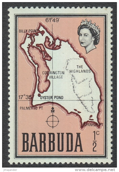 Barbuda 1968 Definitive Map Of Barbuda. Mi 12 MNH - Barbuda (...-1981)