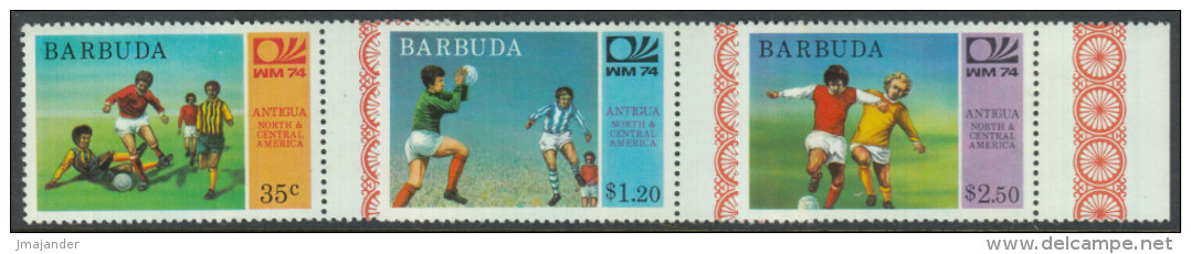 Barbuda 1974 Soccer World Cup In West Germany. Mi 175-177 MNH - 1974 – Germania Ovest