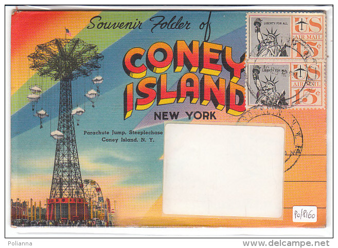 PO8160# NEW YORK - PARACHUTE JUMP-STEEPLECHASE PARK-CONEY ISLAND/folder/swimming Pool/rolling Chairs/giostre  VG 1975 - Parken & Tuinen