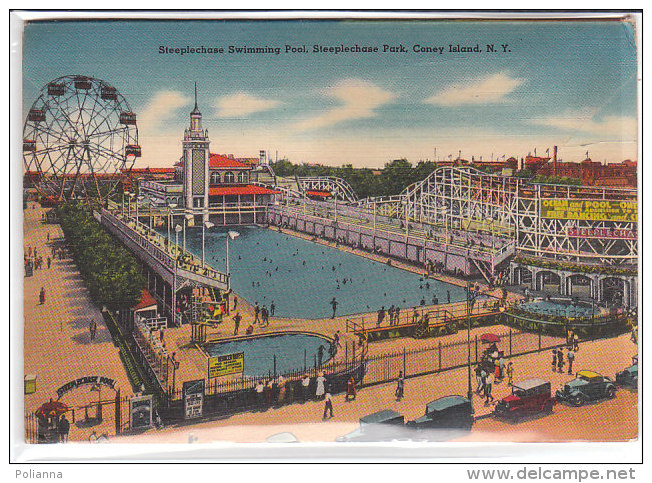 PO8160# NEW YORK - PARACHUTE JUMP-STEEPLECHASE PARK-CONEY ISLAND/folder/swimming Pool/rolling Chairs/giostre  VG 1975 - Parken & Tuinen