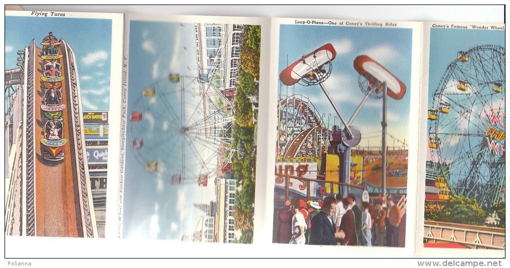 PO8160# NEW YORK - PARACHUTE JUMP-STEEPLECHASE PARK-CONEY ISLAND/folder/swimming Pool/rolling Chairs/giostre  VG 1975 - Parques & Jardines