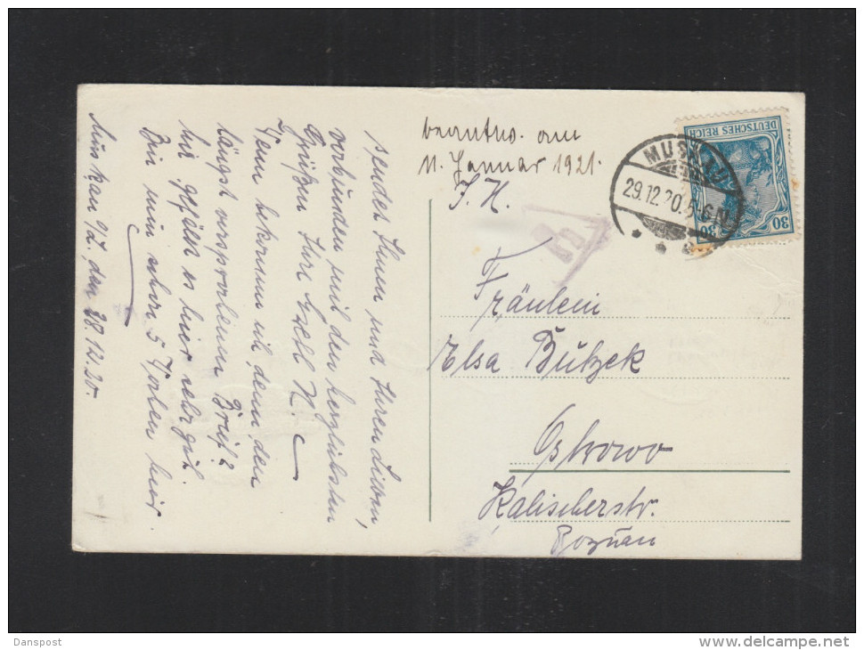 Germany PC 1920 Muskau To Ostrowa Censor - Covers & Documents