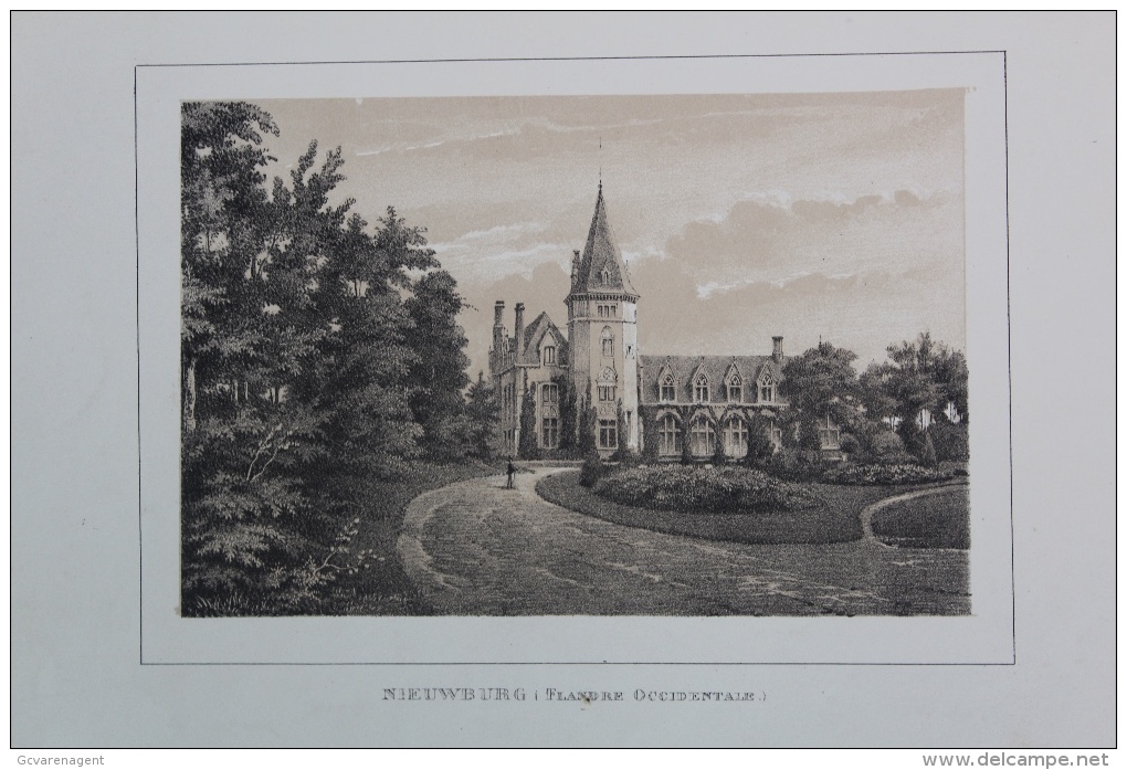 GENT : 19de EEUWSE LITHOGRAPHIE 30 X 22.5 CM : NIEUWBURG ( FLANDRE OCCIDENTALE ) OOSTKAMP : ZIE AFBEELDINGEN - Oostkamp