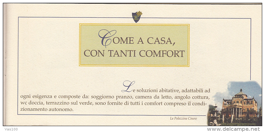 PALERMO-CASENA DEI COLLI HOTEL PRESENTATION BOOK, 8 PAGES, CASTLE STAMP, 1995, ITALY - Hôtellerie - Horeca